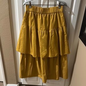 Who What Wear Gold Tiered Midi Skirt Resort